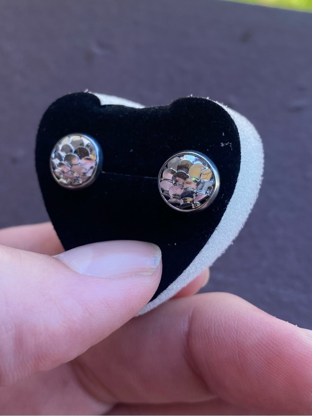 Silver Iridescent Mermaid Scale Stud Earrings